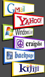 Windows Live Hotmail, Yahoo!, Gmail, Craigslist, Backpage